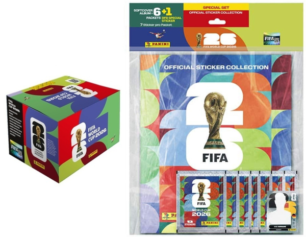 PANINI Box mit 100 Tüten + Starter Set 2, FIFA World Cup 2026